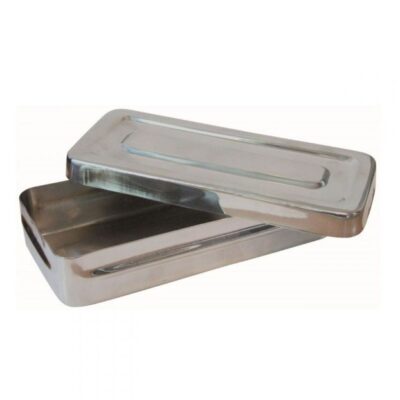 BOITE A INSTRUMENTS EN INOX AVEC COUVERCLE