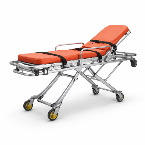 Chariot d'ambulance avec matelas orange