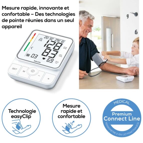 Tensiomètre électronique brassard EasyClip Beurer2